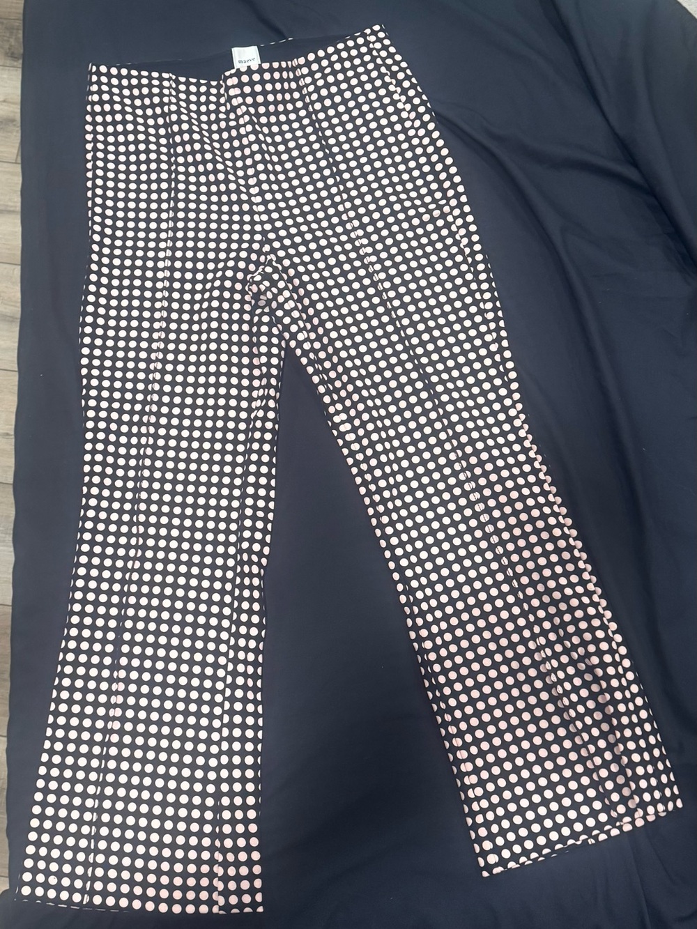 Maeve Black Pants with White Polka Dot Flare